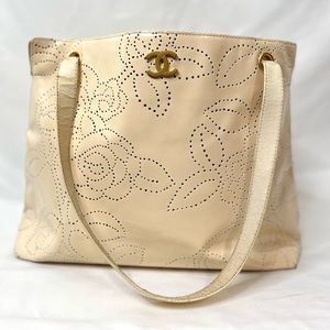 Pre-Loved Authentic Chanel Perforated Floral Camellia Bag Vintage w/ SOME Wear